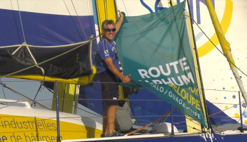 Arrivée de Manuel Cousin avec Groupe SETIN sur la Route du Rhum